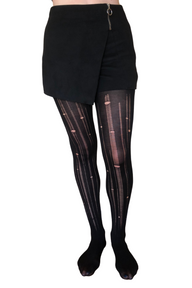 Women's black organic distressed tights from CLOECO brand. Made with natural material which provided the ultra-breathable and soft texture.